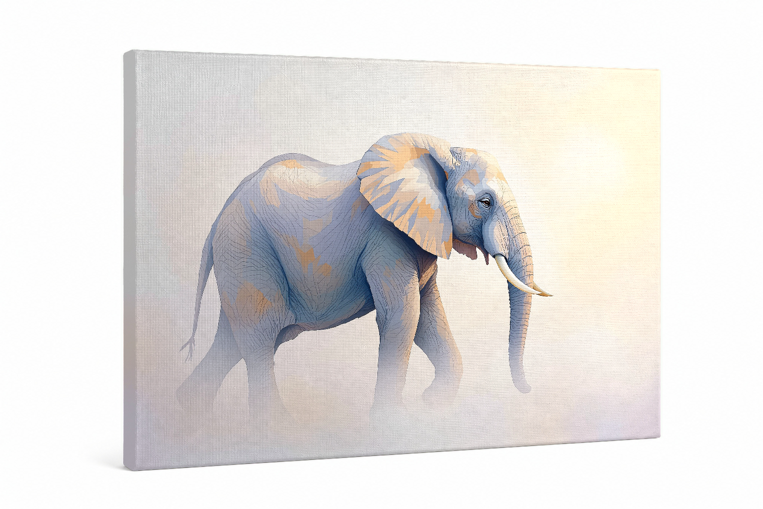 Elefante al Amanecer en Bruma Pastel