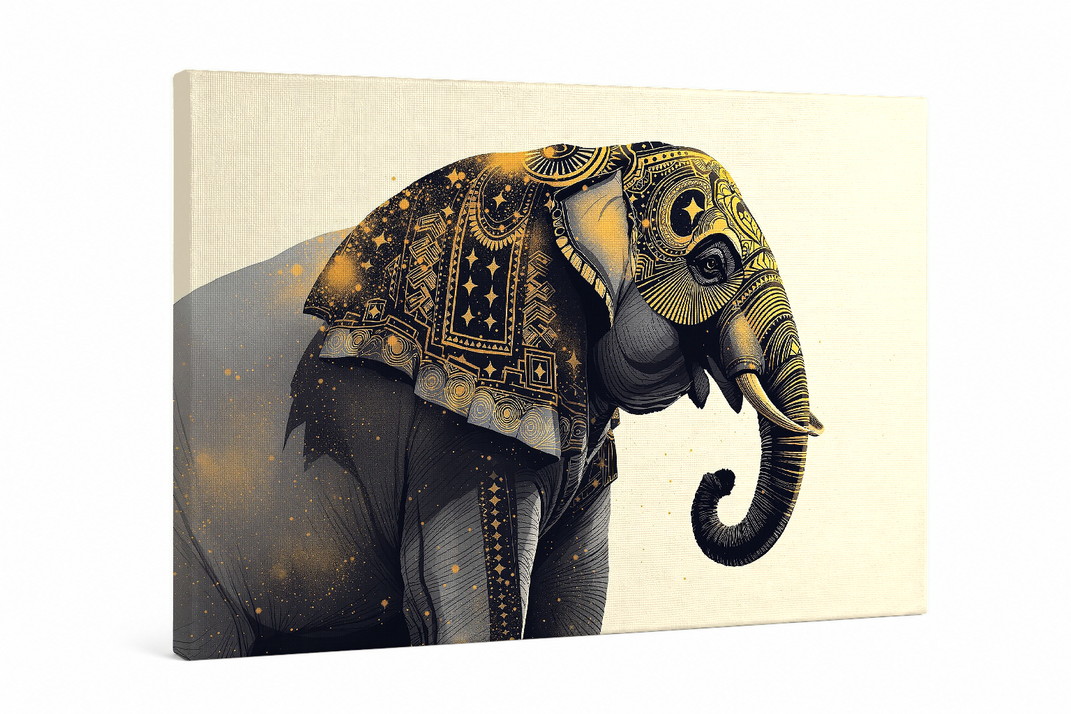 Elefante Ceremonial en Polvo Dorado